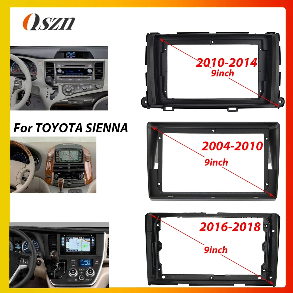 QSZN 9 Inch Car Fascia Frame For TOYOTA Sienna2004-2018 Stereo Panel Plastic Dashboard Kit Installation 2 Din