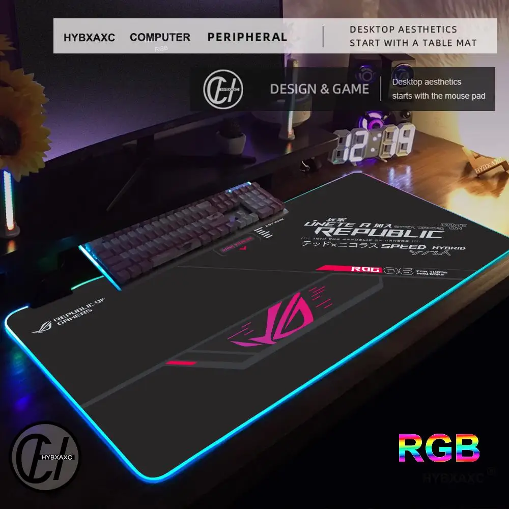R_republic of G_gamers RGB Gaming Mouse Pad LED Large Gamer Mousepads Computer Keyboard Mat Luminous Desk Mat Backlit