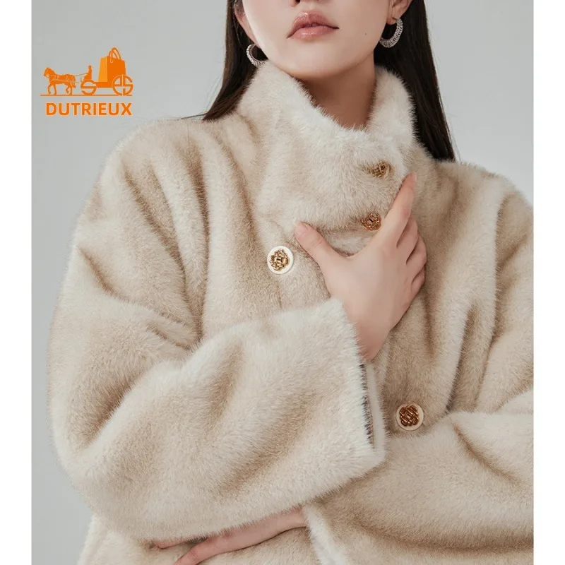 High-end Coat for Women, New Elegant Winter Style Short Genuine Fur Coat with Stand Collar, Windproof and Warm Jacket Fur Coat