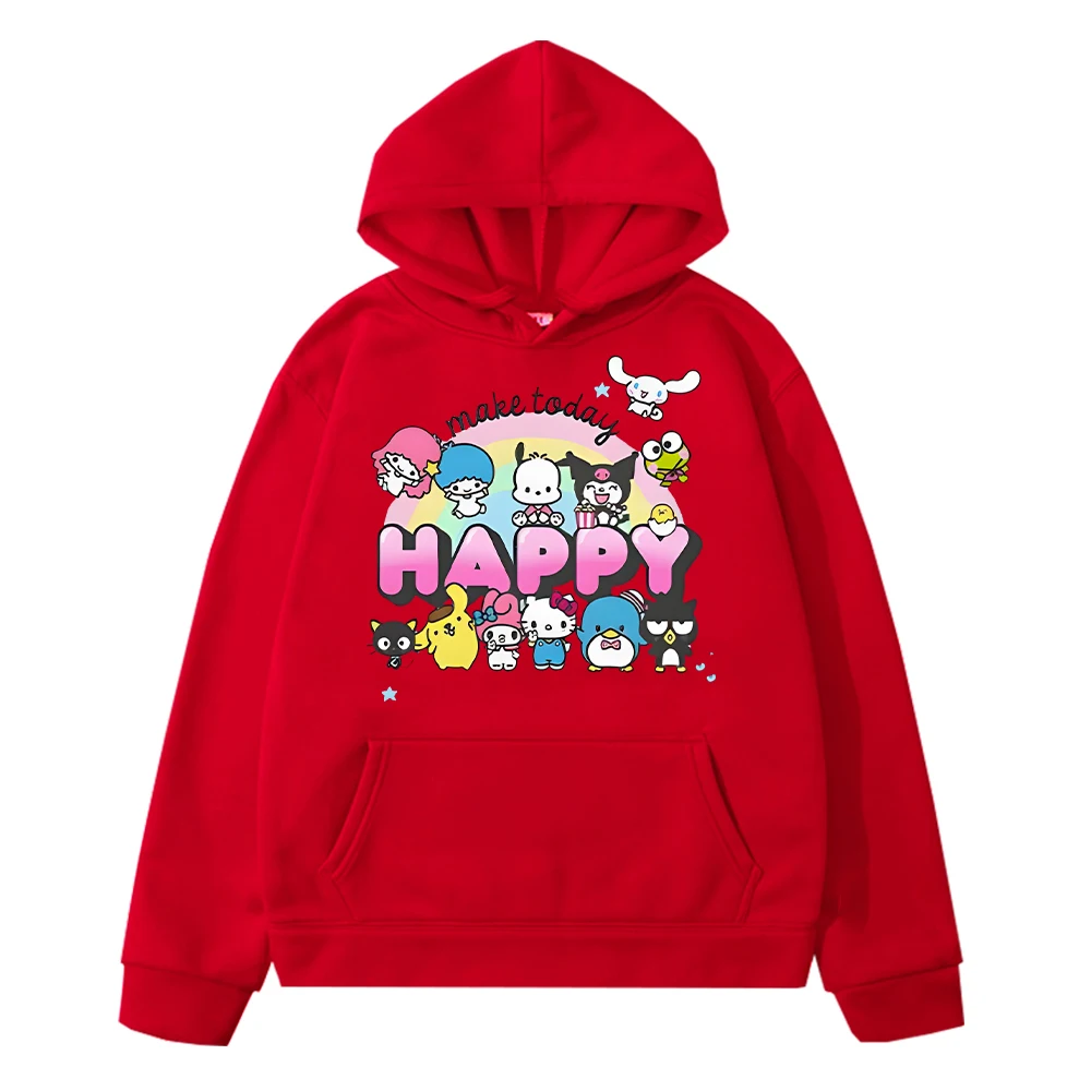 

hello kitty Print anime hoodie Autumn Fleece sweatshirt boy pullover Sanrio Kawaii hoodies jacket y2k sudadera kids clothes girl