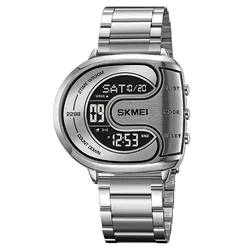 Men Digital Watch Sliver Gold Black Unusual Irregular Dial Shape Reloj Male Luxury Business Man Stainless Steel Clock Wristwatch