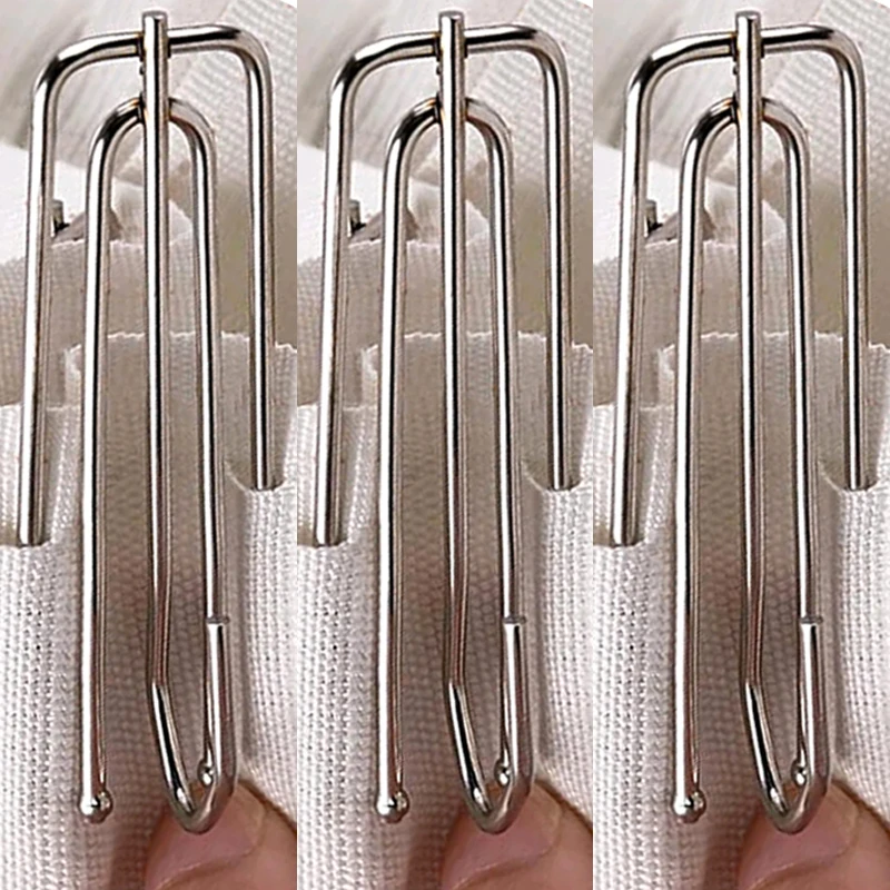 4 Prong Curtain Hook Curtain Pinch Pleat Hooks Stainless Steel Curtain Pinch Clip Rust-Resistant Drapery Pin Window Pleated Pins