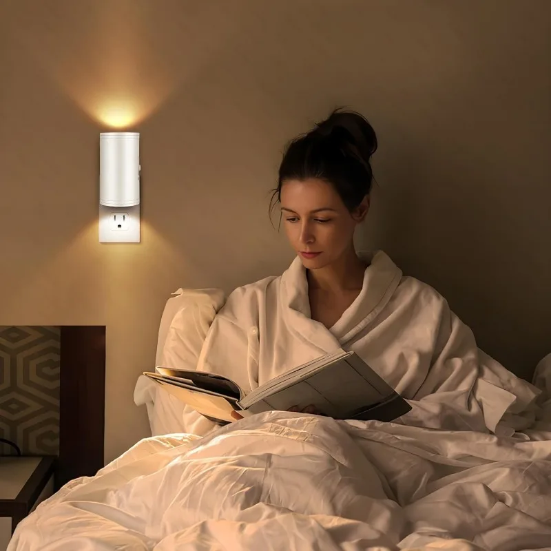 مصباح جداري بمستشعر للتحكم في الضوء الأبيض الدافئ، 3 ألوان قابلة للتعديل، مصباح سلم مناسب لغرف النوم والمكاتب بجانب السرير