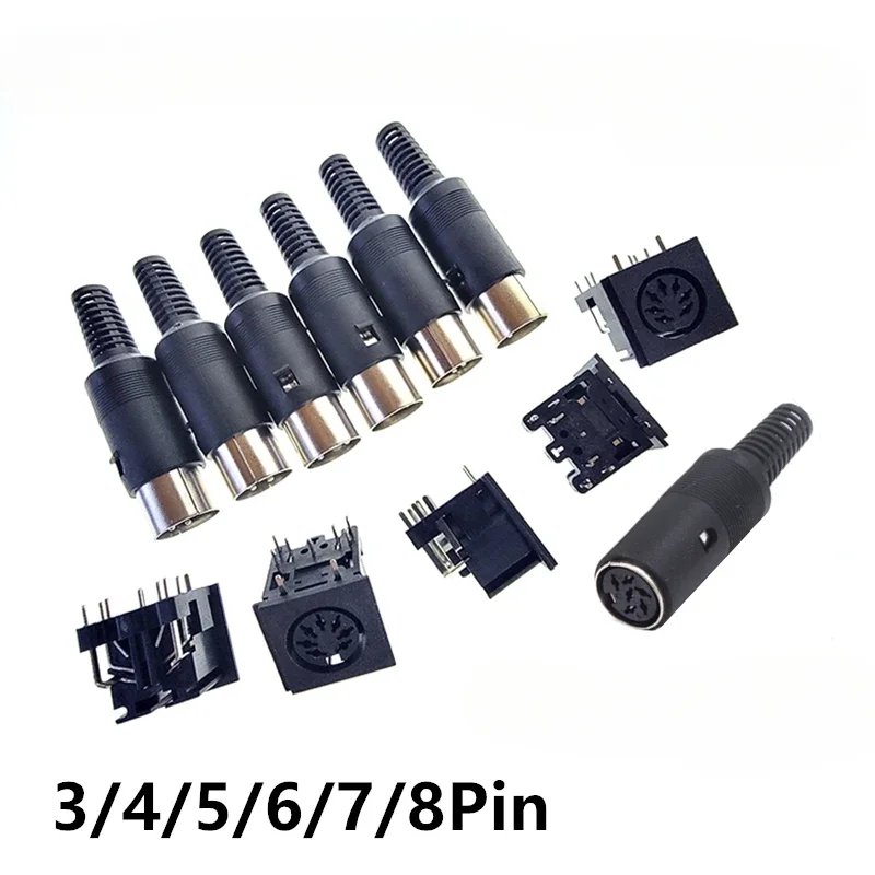 

DIN Plug Socket Connector Male/Female Chassis Cable Mount 3/4/5/6/7/8 PIN Mini PS2 Circular Socket for Keyboard And Mouse