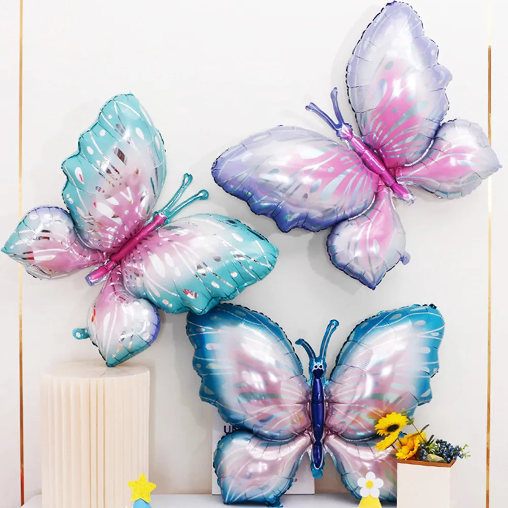 فراشة كبيرة الألومنيوم احباط بالونات فراشة الهيليوم الهواء Globos عيد ميلاد الزفاف استحمام الطفل زينة الحفلات لعبة أطفال الدعائم