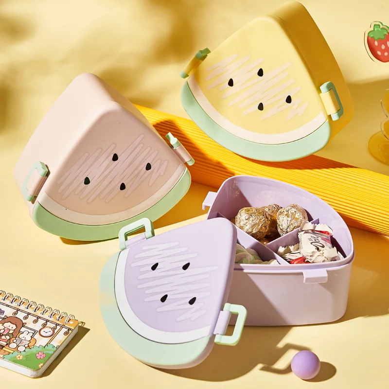 Lunch Box Watermelon Shape Division Microwave Heating Cute Cartoon Student Bento Box with Cover  Food Storage Container