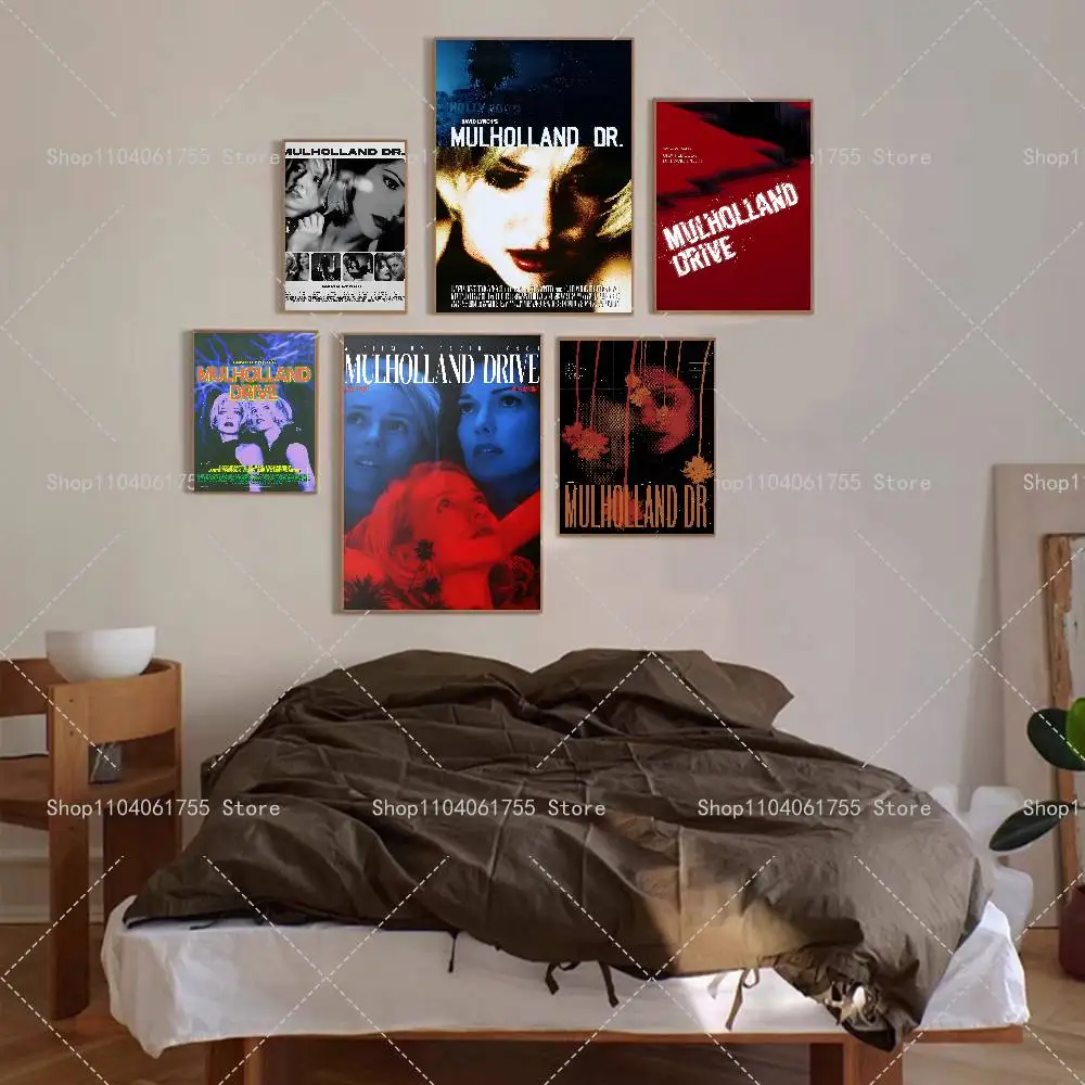 Retro Classic Movie Mulholland Drive Poster Self-adhesive Art Waterproof Paper Sticker Coffee House Bar Room Wall Decor