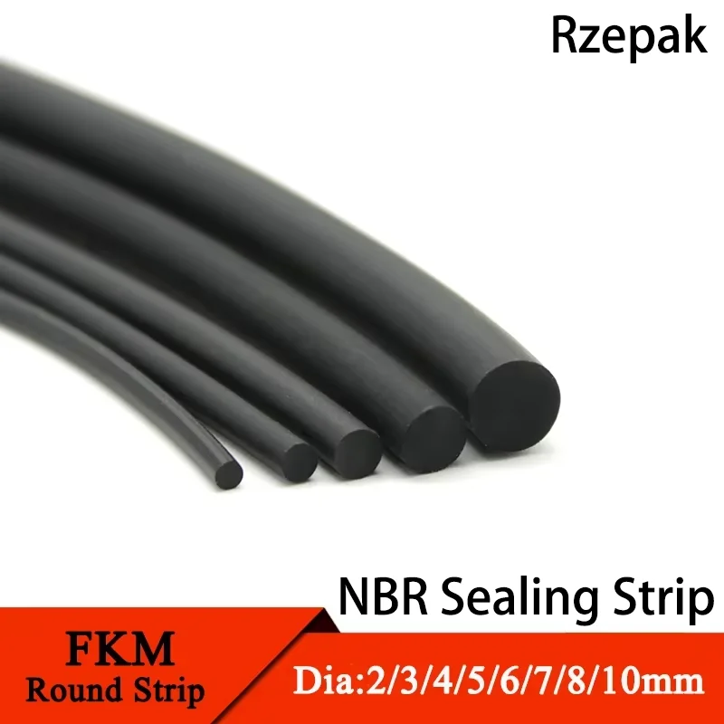 

1M Fluorine Rubber Solid Strip Diameter 2,3,4,5,6,7,8,10,12,15,2.5,3.5,4.5 mm O-Ring Bar Seal Not Foaming Black