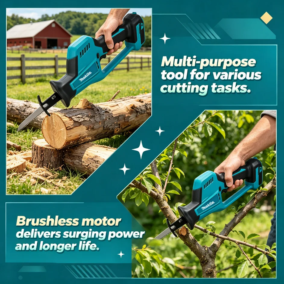 Makita DJR189 18V Brushless Cordless Reciprocating Saw Portable Power Tool for Wood & Metal Cutting (Tool Only)