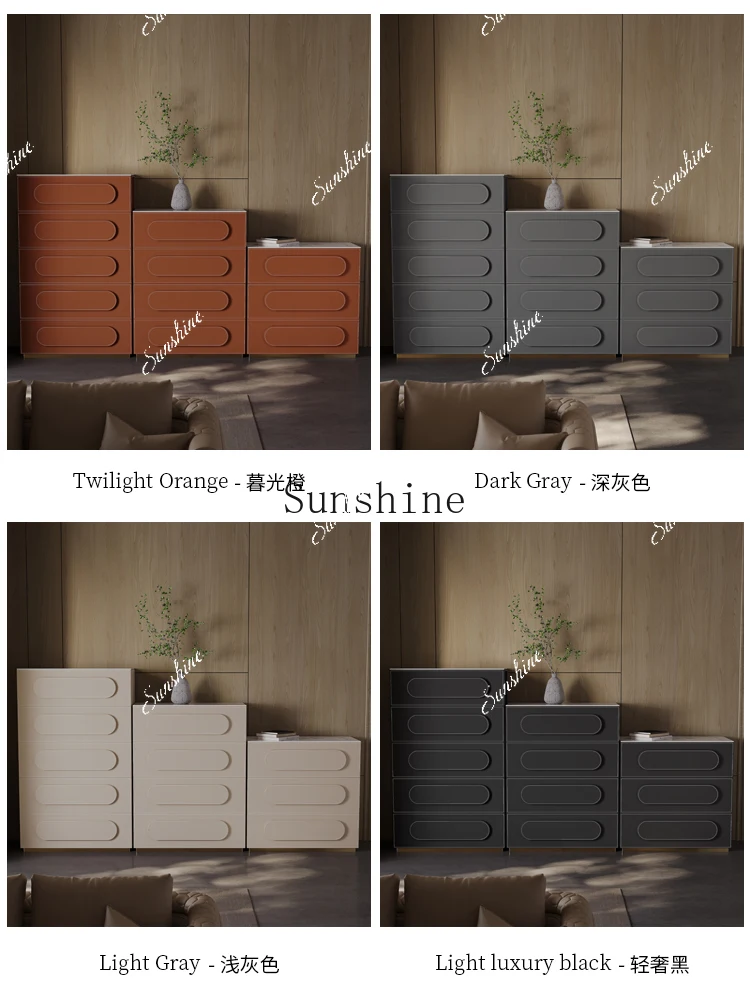 

Italian modern light luxury rock slab multi-functional chest, saddle leather storage FT