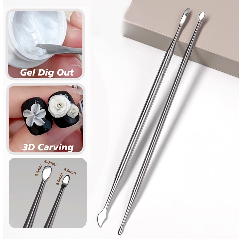 

Dual-end Sculpture Spatula Pen for Nail Art UV Gel Polish Tip 3D Carving Flower Painting Pen Nail Design Tool DIY Manicure Tools