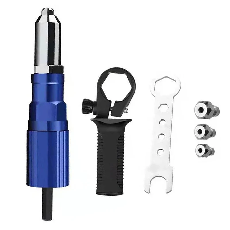 Pistola per rivetti elettrica Adattatore per trapano per pistola per dadi per rivetti da 2,4 mm-4,8 mm Strumento per rivettatura a batteria Inserto per dadi Tirare lo strumento per rivetti