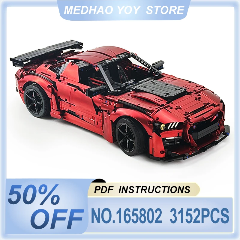 

Custom New Technical Metallic Red Plating Super Sports Car 1:8 MOC 165802 Buidling Block Brick Puzzle DIY Toys Chrismas Gift Kid