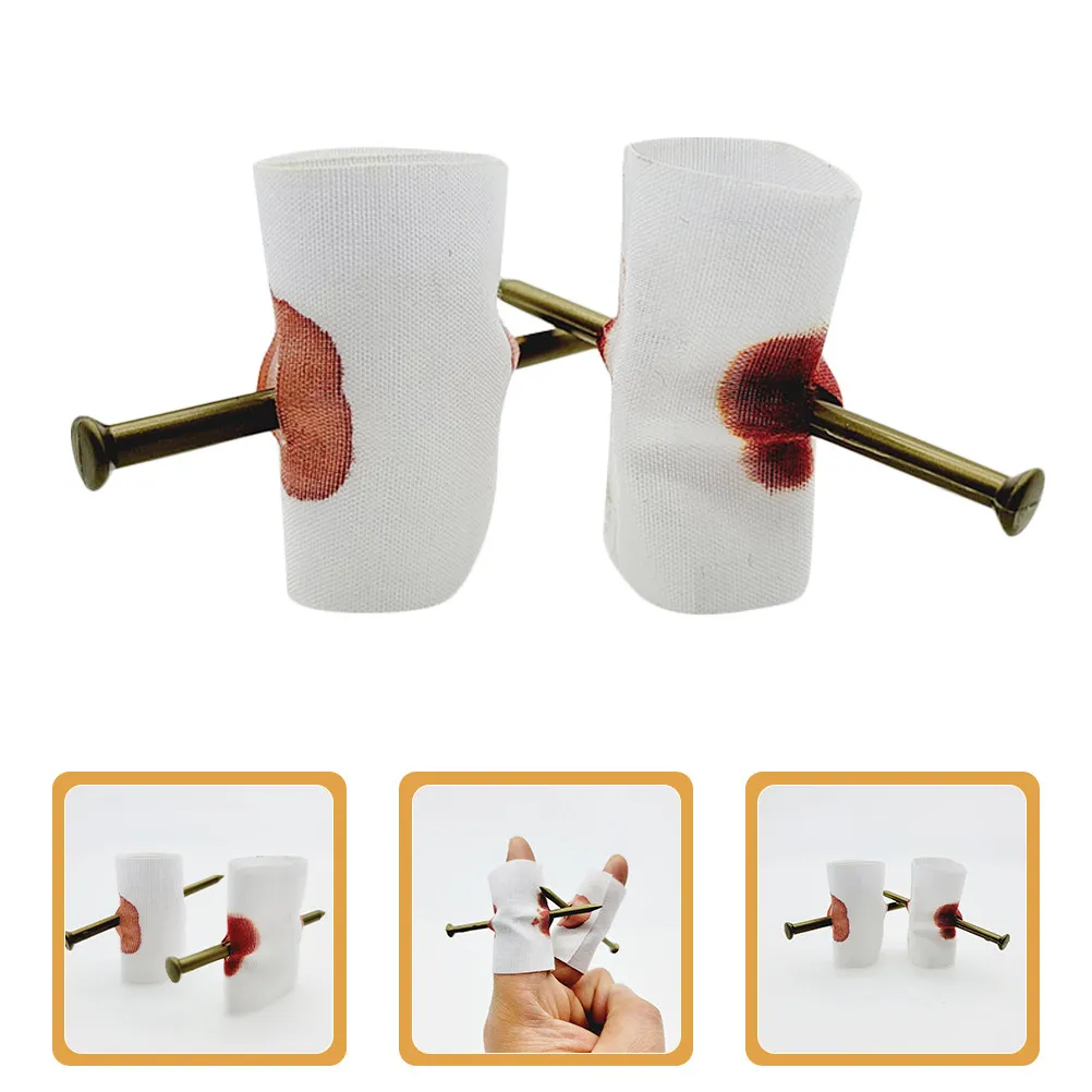 

30Pcs Finger Nail Trick Prop Professional Funny Prank Party Performance Portable Nail Through Finger Props Novelty Party Favor