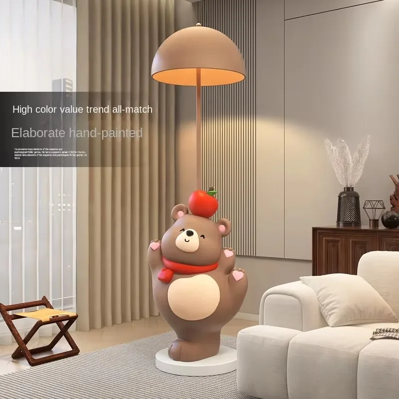 Ping Happy Bear Resin Floor Lamp for Living Room TV Cabinet Ornaments Home Decor and Housewarming Gifts for Friends New Owners