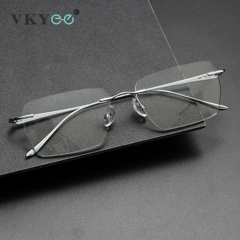 

VICKY New Business Simple Design Rimless Pure Titanium Eyeglasses Women Men Optical Glasses Customizable Prescription 0603