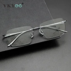 VICKY New Business Simple Design Rimless Pure Titanium Eyeglasses Women Men Optical Glasses Customizable Prescription 0603