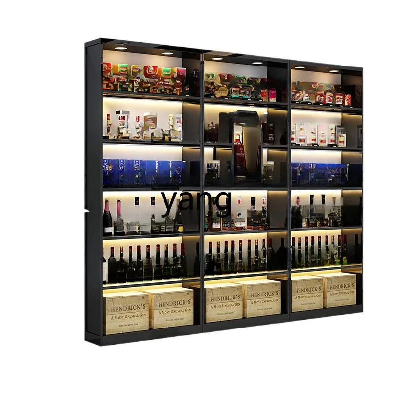 LH light luxury stainless steel wine cabinet high-grade metal display stand winery commercial wall