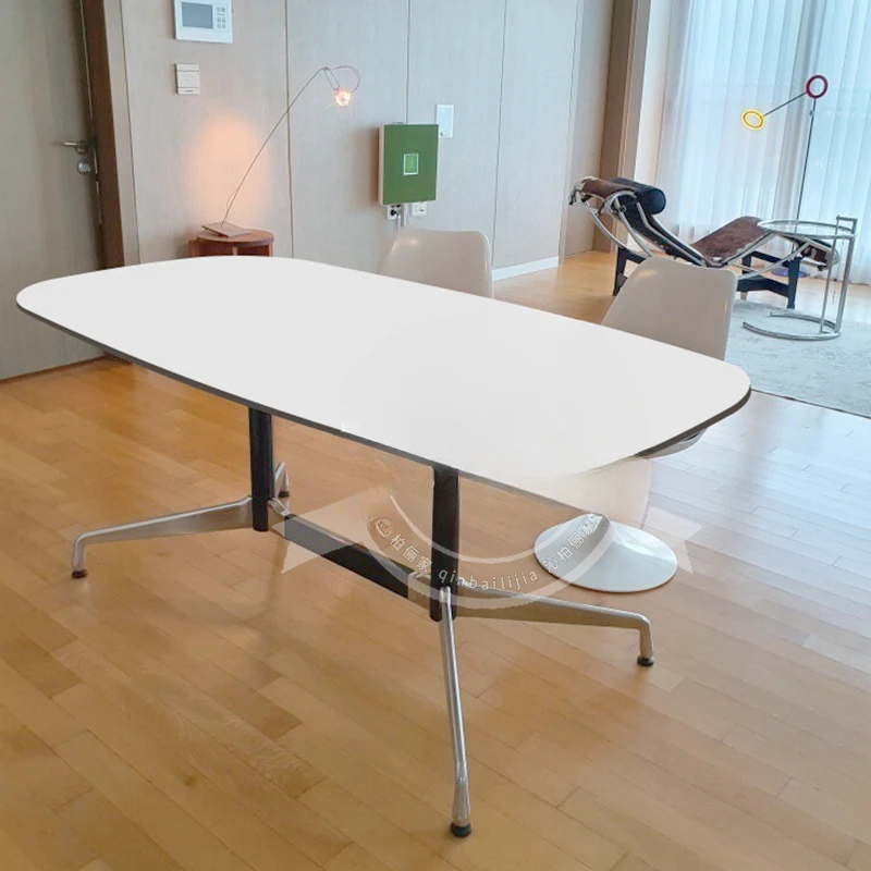 Office desk, conference room rectangular table, stainless steel negotiation training, Bauhaus minimalist medieval dining table