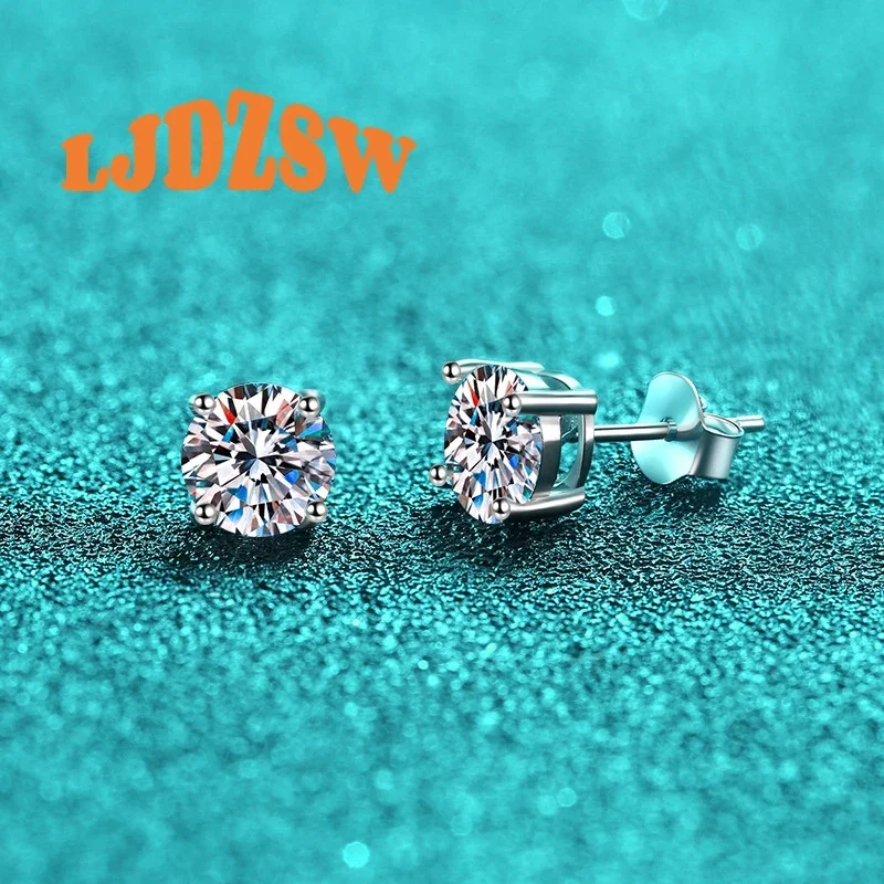 

Classic Four Claws 0.1ct-3ct Certified Moissanite Stud Earrings Lab Created Diamond S925 Sterling Silver Wedding Jewelry Gift