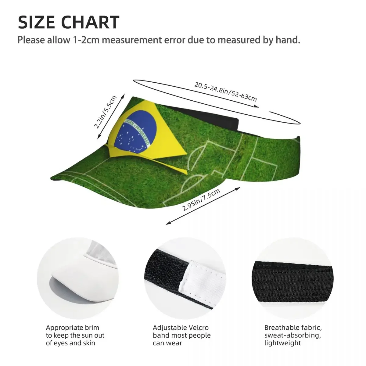 Sommer-Sonnenhut, verstellbares Visier, UV-Schutz, oben leer, Brasilien-Flagge, Fußballplatz, Sport, Sonnenschutzkappe