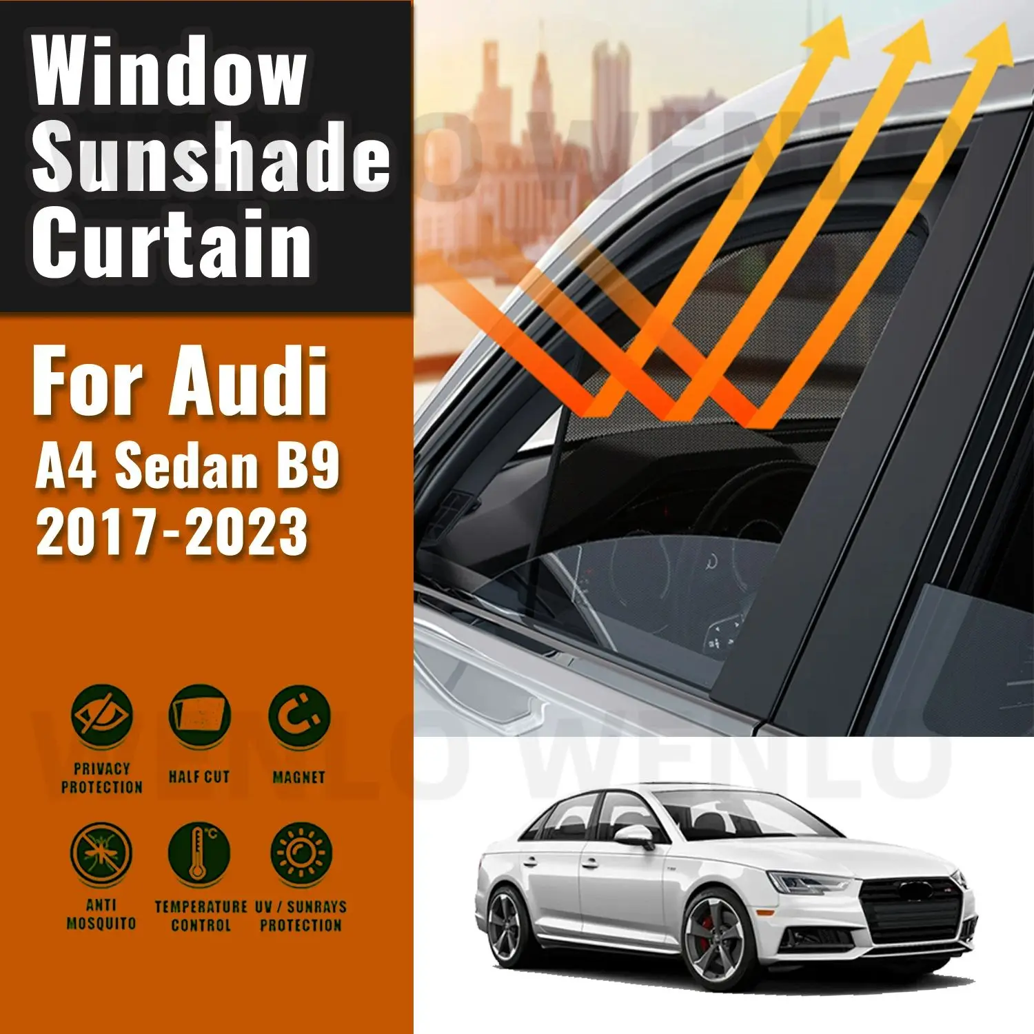 

For Audi A4 B9 Sedan 2017-2023 Magnetic Car Sunshade Visor Front Windshield Frame Curtain Baby Rear Side Window Sun Shade Shield