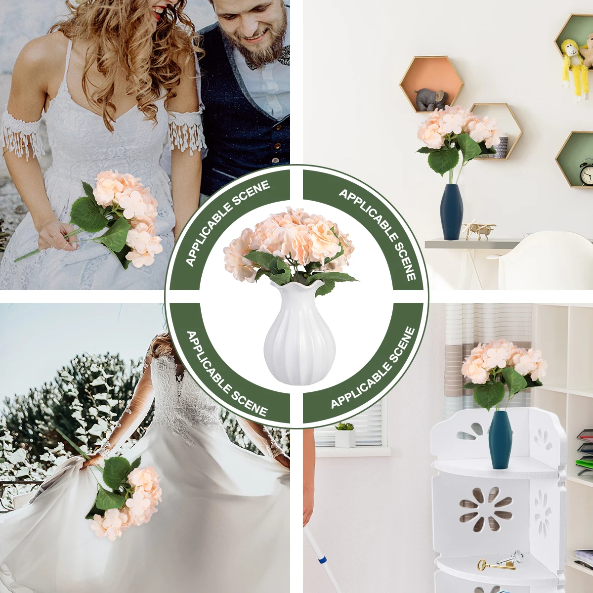 

Decor for Home Artificial Hydrangea Bulk Ornaments Fake Flower Stems Bouquet Faux Hydrangeas
