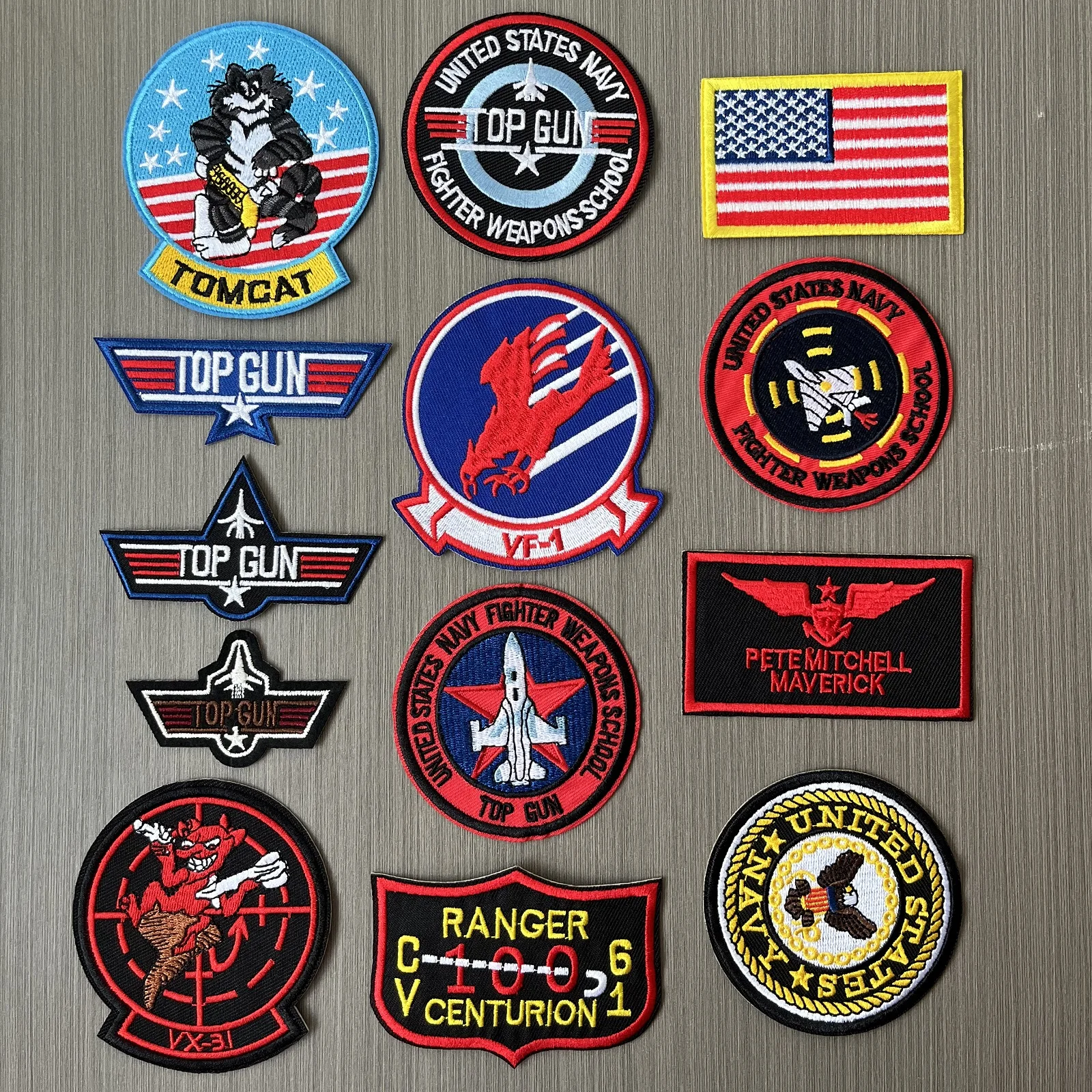 13Pcs/Set Top Gun Tomcat Chapter American VF-1Pilot Armband ironing Embroidery Patch For Sew Clothes Applique Hat Badge Sticker