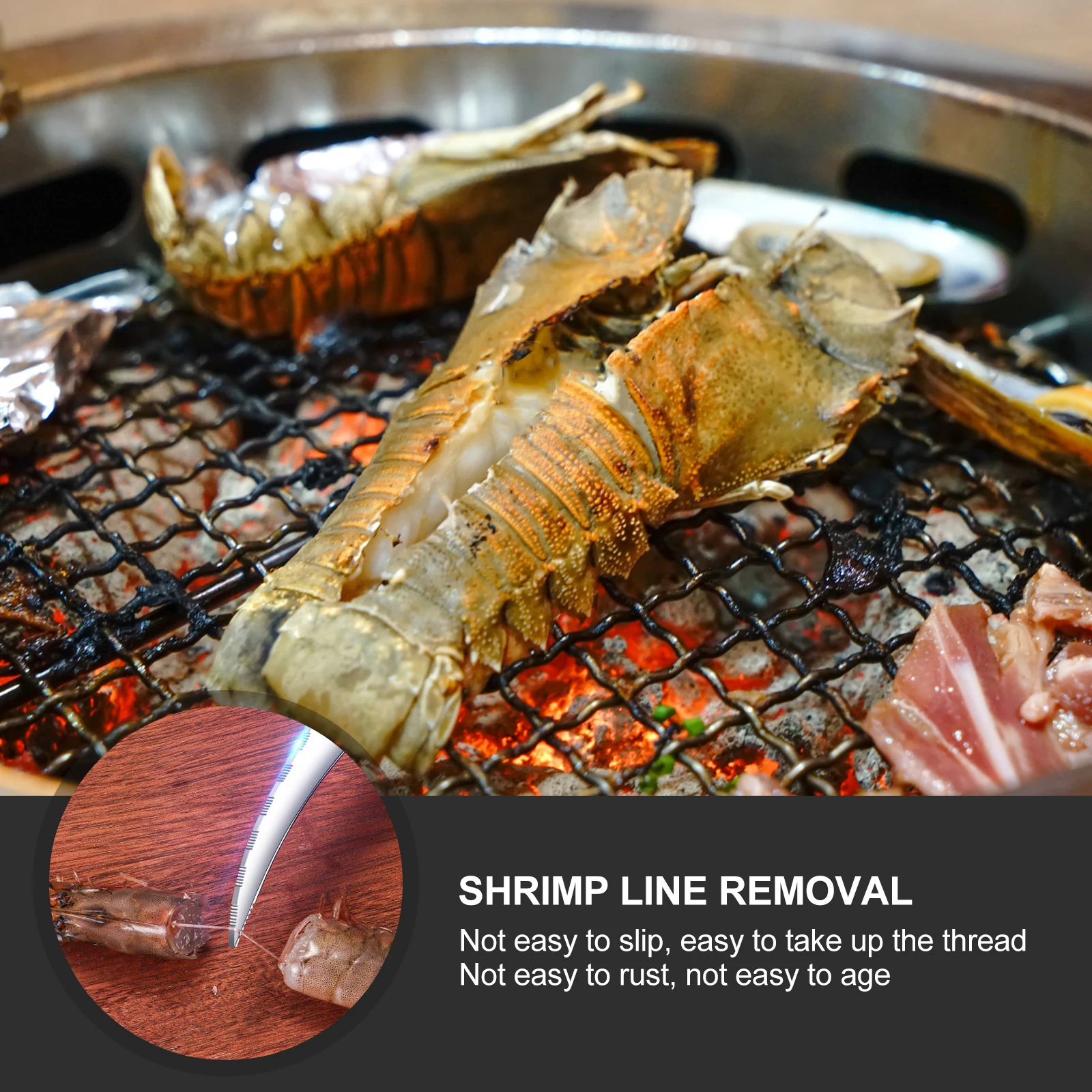 

1Pcs Shrimp Line Peeler 304 Stainless Steel Easy to Store Small Size Not Easy to Rust Age Silver Shrimp Cleaning Cutter
