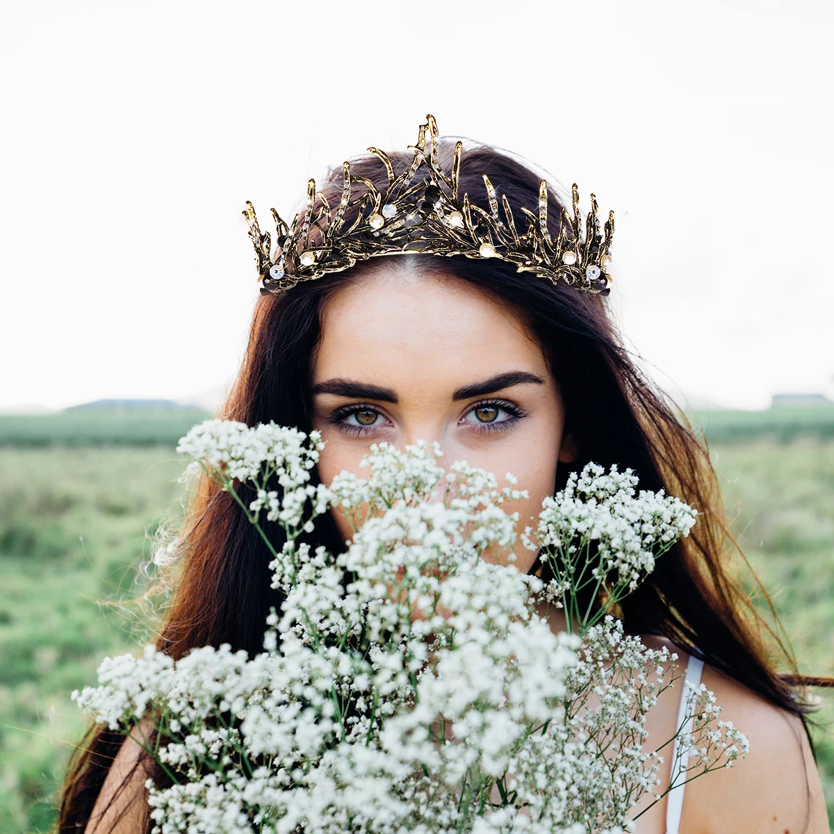 

Bridal Tiara Hairband For Wedding Pearl Flower Decor Elegant Bride Accessories Wedding Prom Hair Band Flower Evening