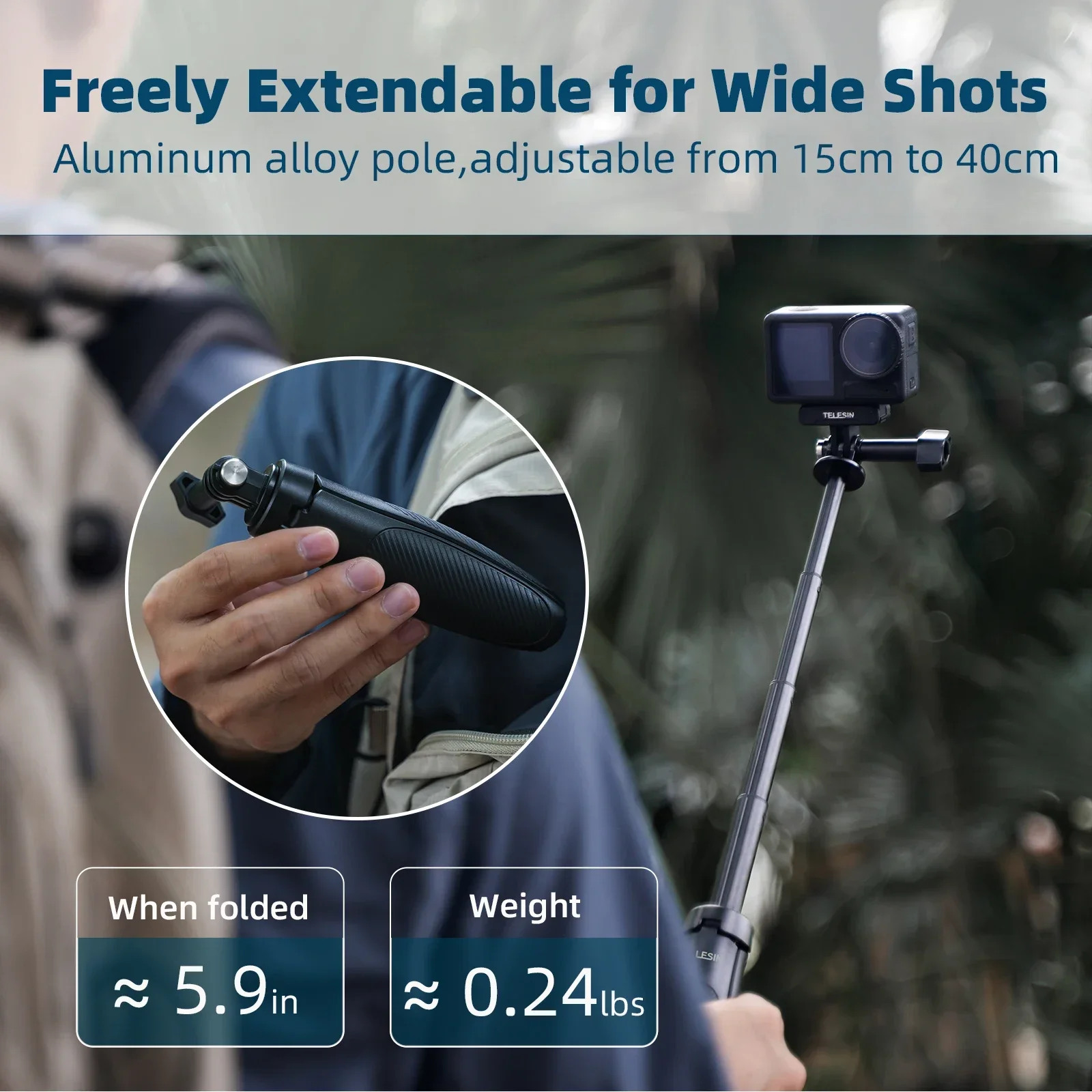 TELESIN عصا سيلفي صغيرة ترايبود ل GoPro Hero 13 12 11 10 9 8 DJI OSMO Action 5 4 3 Insta360 ACE Pro ملحقات كاميرا العمل #3