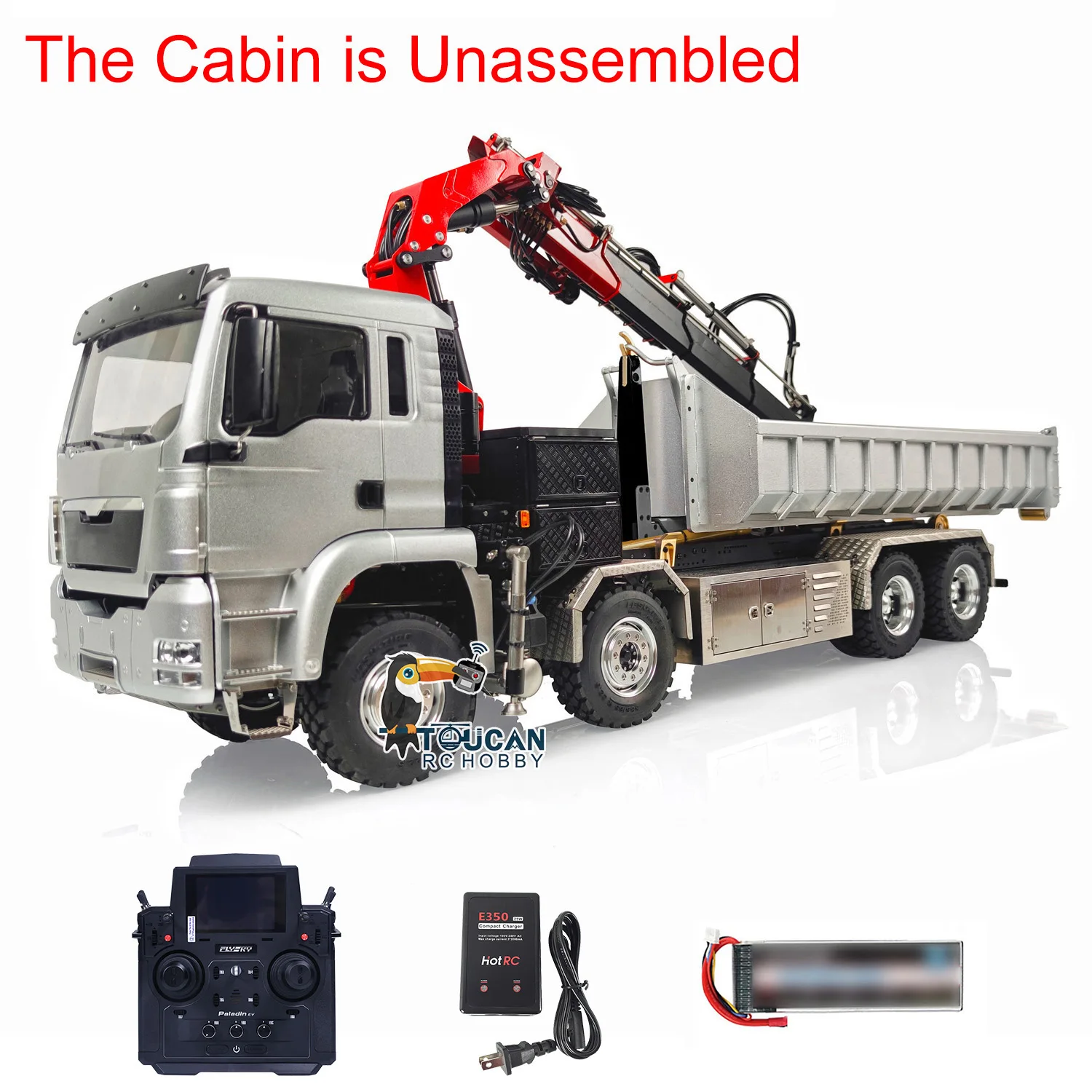 LESU 1/14 Metal Hydraulic Dump RC Roll-on Truck Crane Finished Model W/Remote Control Battery Gifts for Boys THZH1241-SMT5