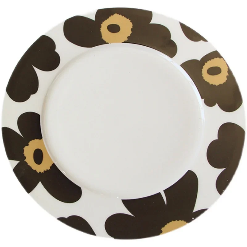 Finnish flower , classic Nordic style ceramic plate, fresh and minimalist tableware for home use