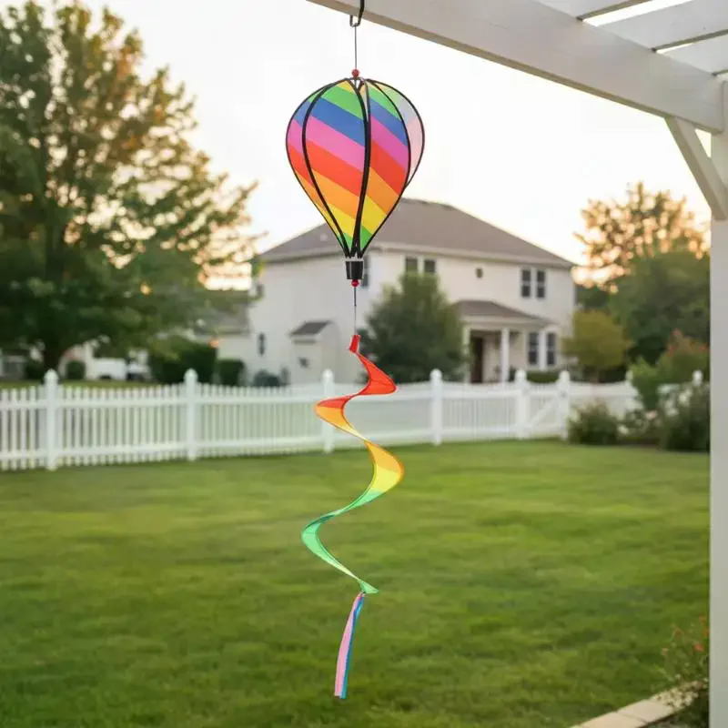 Hot Air Balloon Wind Spinner Rainbow Hanging Wind Twister Outdoor Windmill Garden Yard Home Festival Celebration Balloon