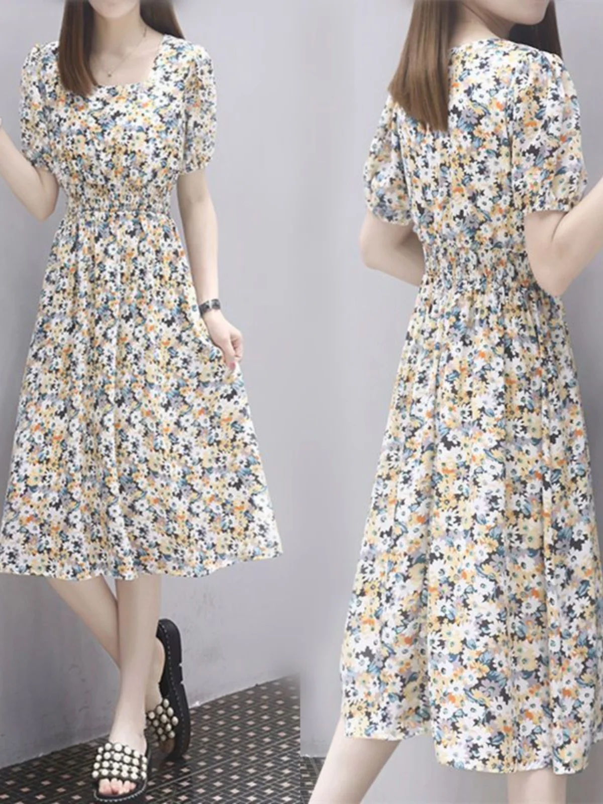 vestido-largo-de-talla-grande-con-estampado-floral-diseno-de-cuello-cuadrado-moda-femenina-primavera-otono-cintura-ajust