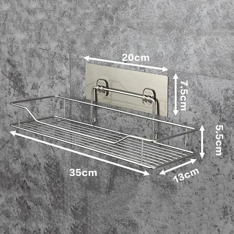 Stainless Steel Bathroom Storage Shower Shelf Punch-Free Kitchen Toilet Wall Hanging Rack Organizer Bathroom Corner Shelves Set