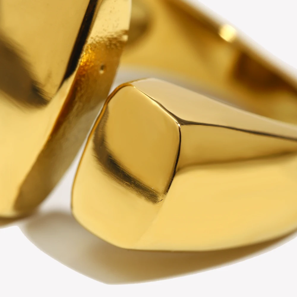 E.B.belle Chunky Street Style Geometric Open Size Stainless Steel Index Finger Rings For Women Glossy Large Party Cocktail Ring