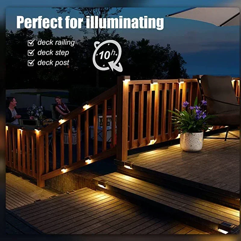 

1-10PCS Solar Powered Warm LED Lights Waterproof Outdoor Garden Stairs Pathway Auto on/Off Night Lighting Solar Light Wall Lamps