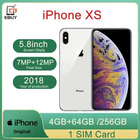 Original Apple iPhone XS 4G LTE Mobile Cell Phone 5.8" 4GB RAM 64/256GB ROM Hexa Core 12MP Face ID Smartphone