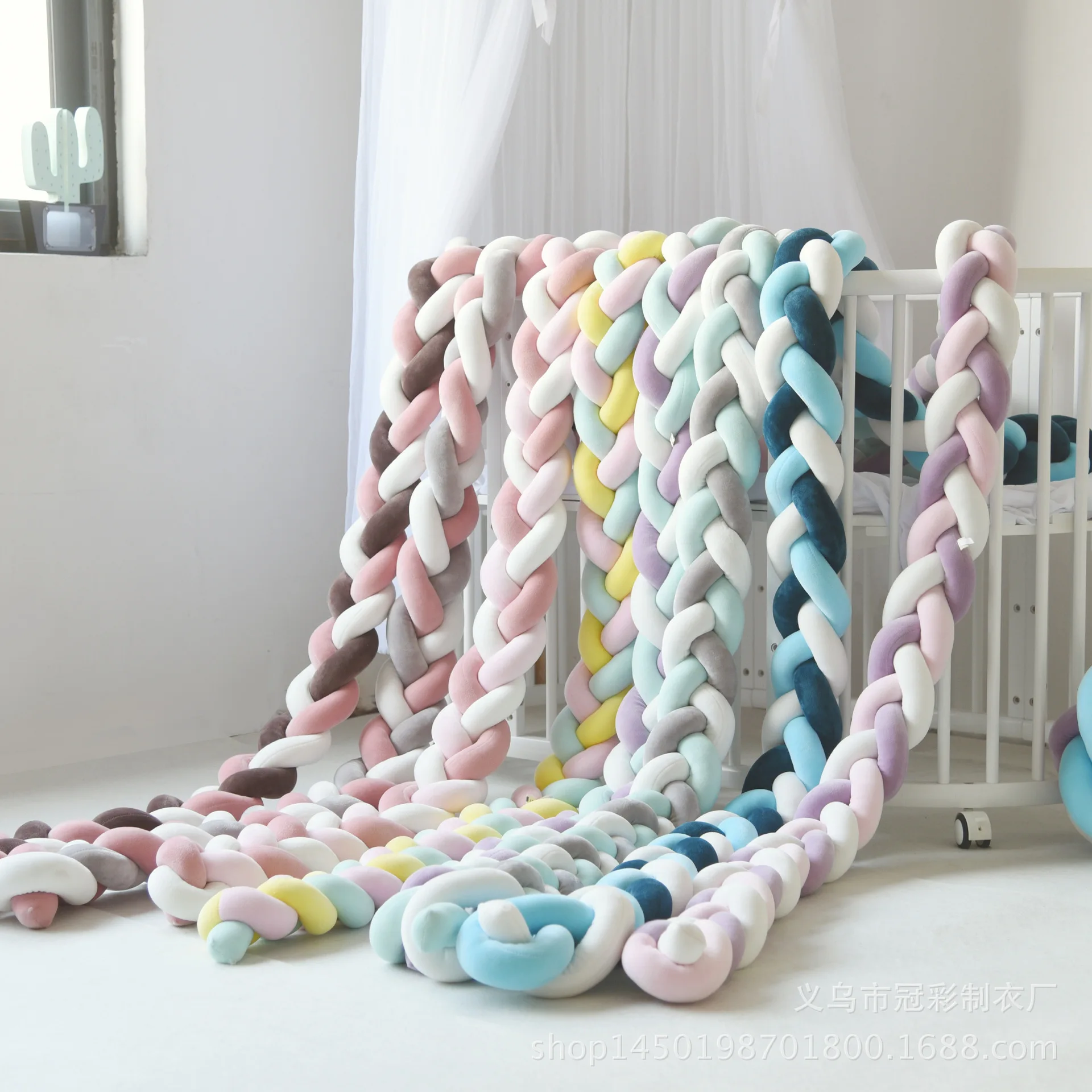 

Tour De Lit Bebe Tresse Baby Bed Bumper for Girl Boy Baby Crib Bedside Protector Knot Braided Pillow Cot Bumpers Room Decor