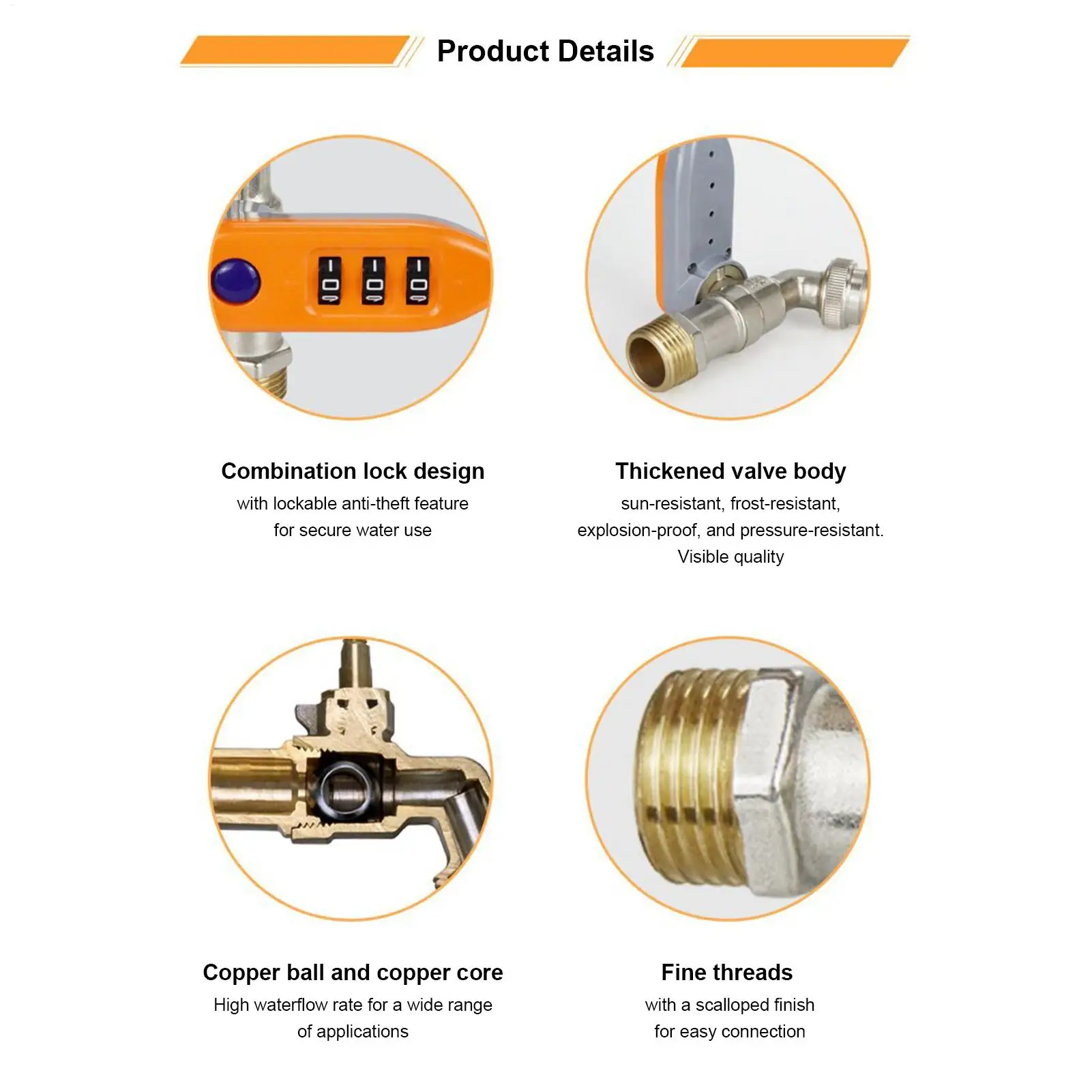 Outdoor Faucet Lock System Frost-Proof Brass Faucet Lock For Garden Gardening Supplies Outside Spigot Device For Apartment Farm
