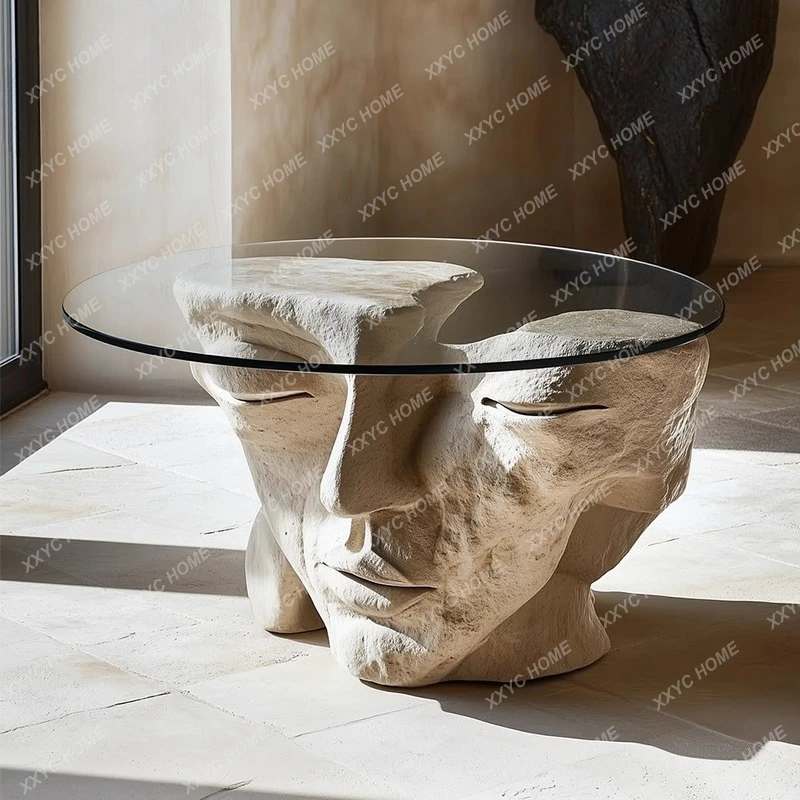 طاولة قهوة حديثة وخفيفة فاخرة على شكل وجه من الألياف الزجاجية وطاولة منخفضة على شكل خاص