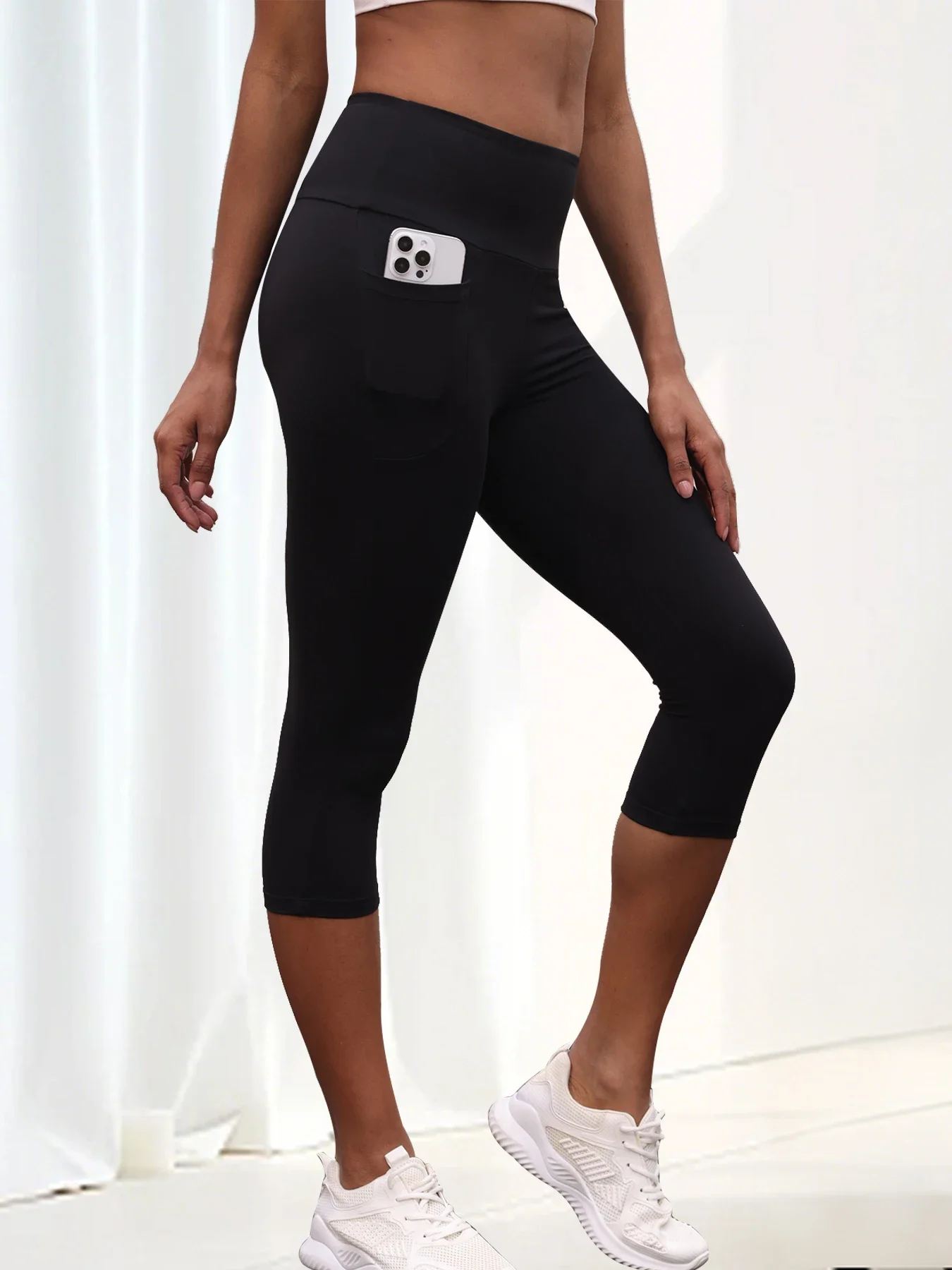 

High Waisted capri pants For Women With Pockets Tummy Control No See Through Workout Running Yoga Athletic Push Up Gym Leggings