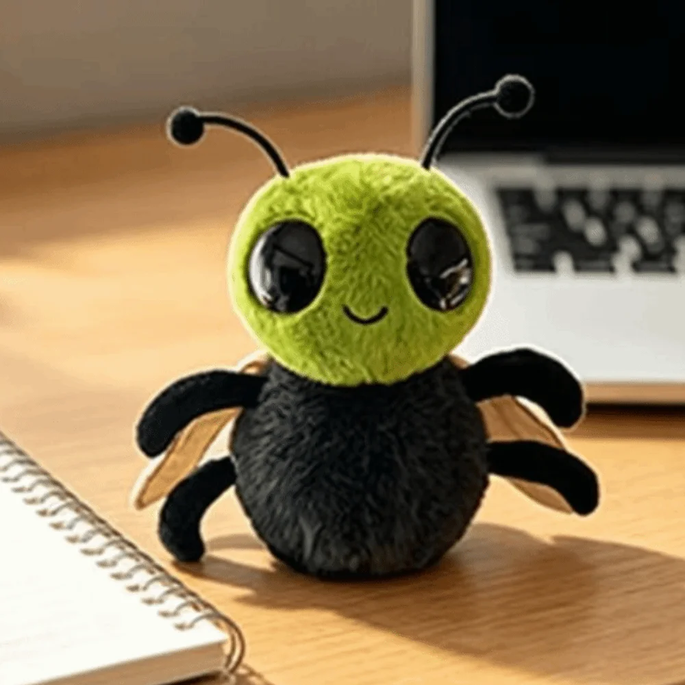 Soft Stuffed Green Headed Fly Creative Design Simulation Style Intresting Fly Keychain Big Eyes Desk Ornament Insect Fly