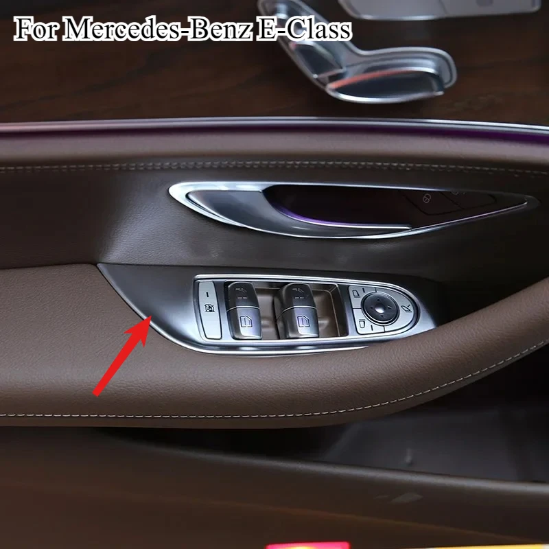 

For Mercedes Benz E Class w213 2016-2021 Car Styling ABS Silver Car Door Window Button Cover Frame Trim Sticker Car Accessories