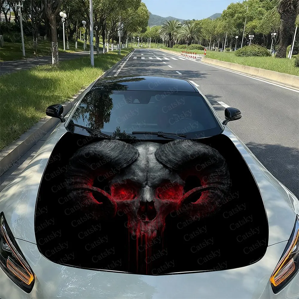 

Red Blood Demon Car Vinyl Wraps Car Hood Film Self-adhesive Sticker Waterproof And Scratch Resistant, Suitable For Most Vehicles