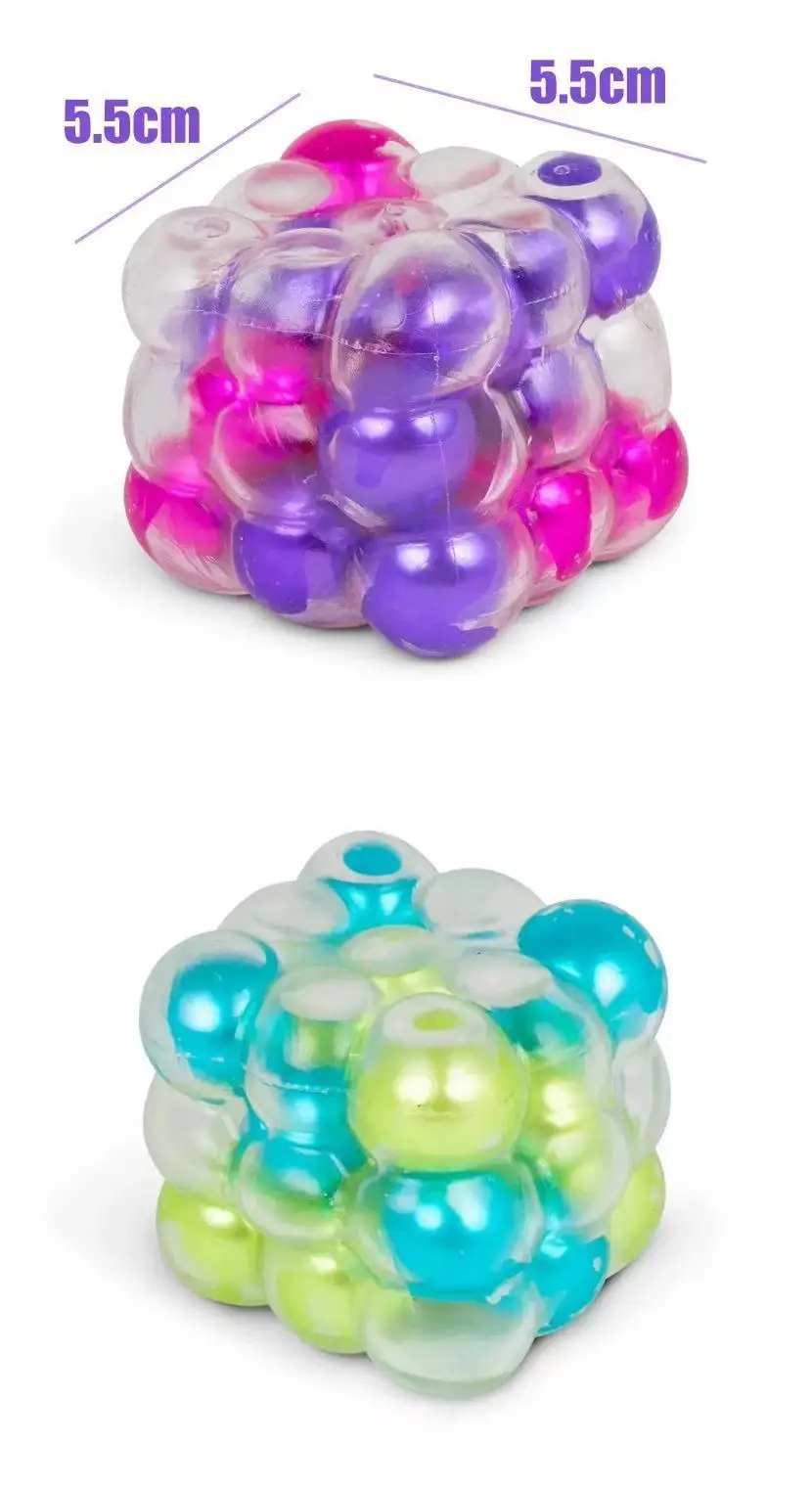 Scrunchems Colorful Beads Fidget Squeeze Cube Soft Gummy Stress Relief Anti Anxiety Asmr Squish Square Toy For Adults Desk