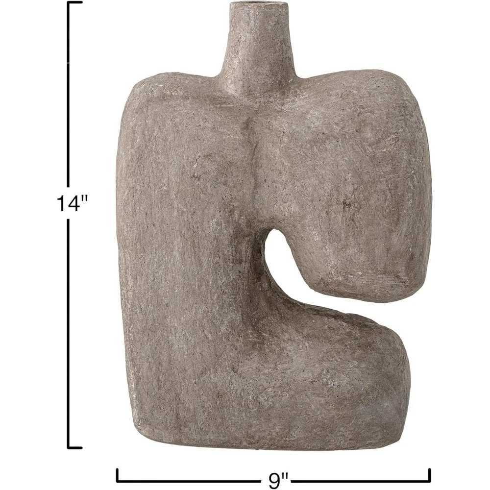مزهرية ورقية رمادية تجريدية حديثة، ديكور منزلي مصنوع يدويًا لغرفة المعيشة والمكتب