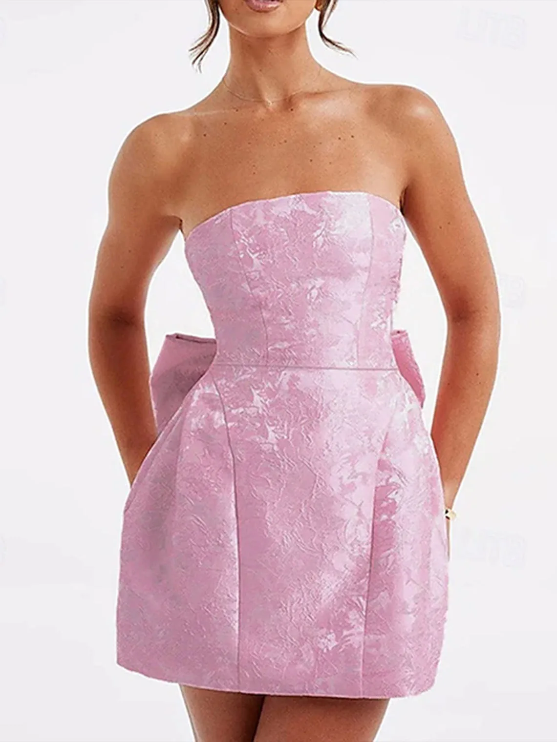 

Sweet Sexy A-line Cocktail Party Dress Strapless Satin Mini Bow Knot Sleeveless Homecoming Evening Dress 2025 free customized