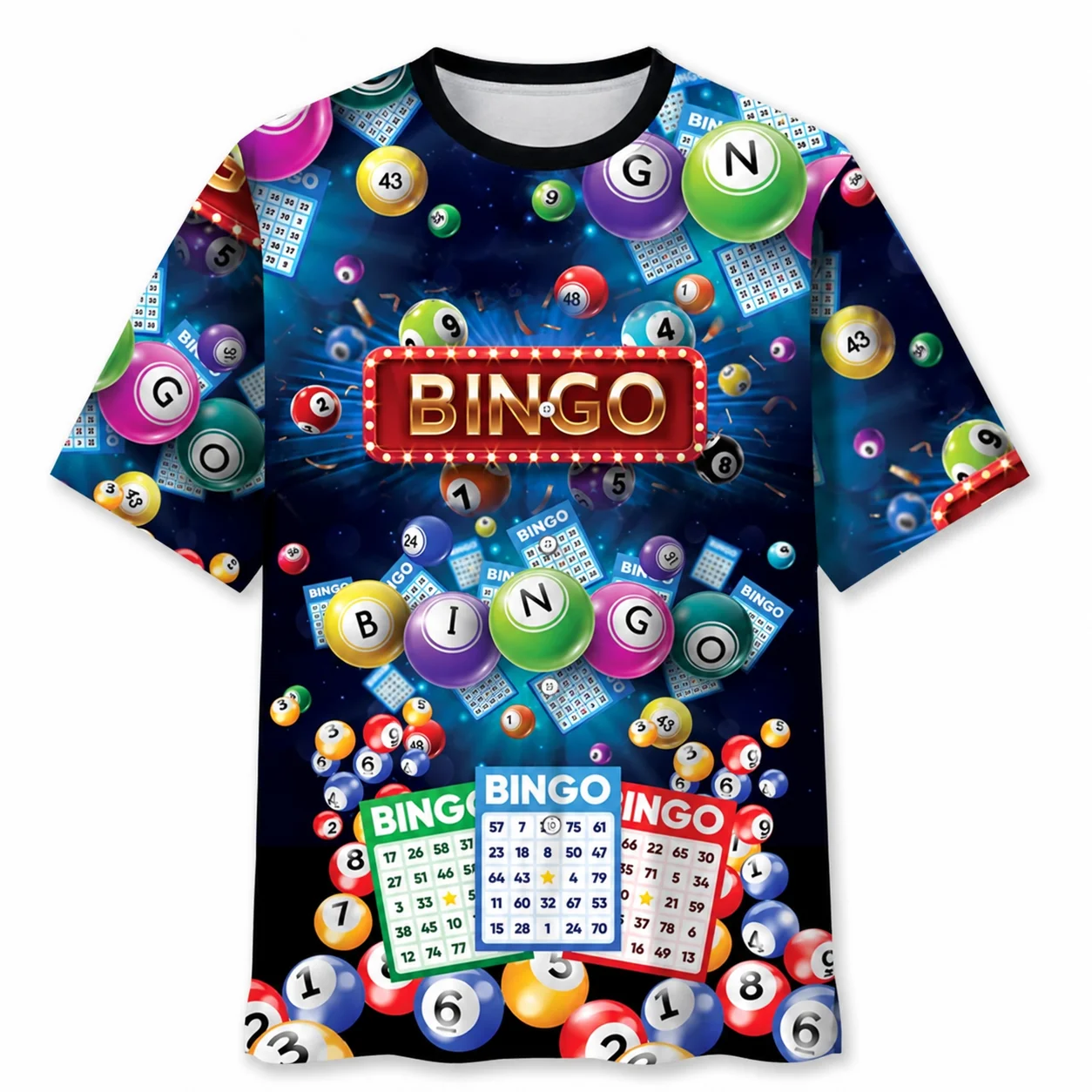 Fun Bingo Game 3D Printed Men's Short Sleeved Shirt, Summer Retro Daily Hawaiian Shirt